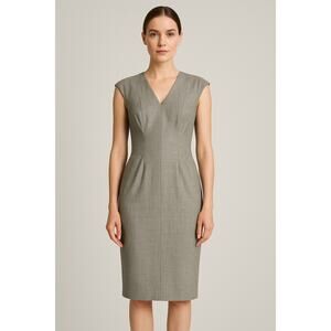 Reiss Rimini Tailored Sheath Dress Womens 0 Gray Wool Blend Office Career Work